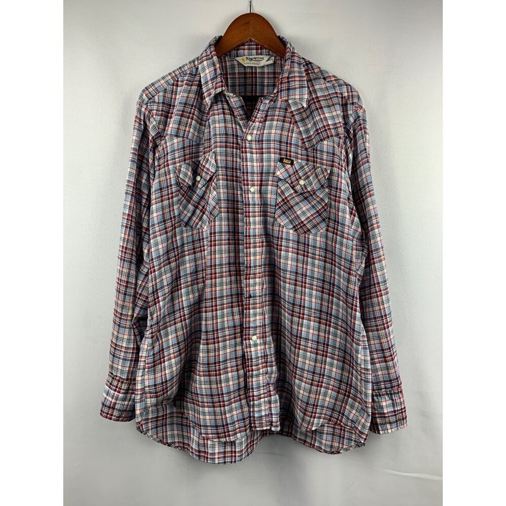Key Imperial Mens Plaid Button-Up Shirt Size L